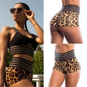 Leopard High Waist High Cut Shotr Pants