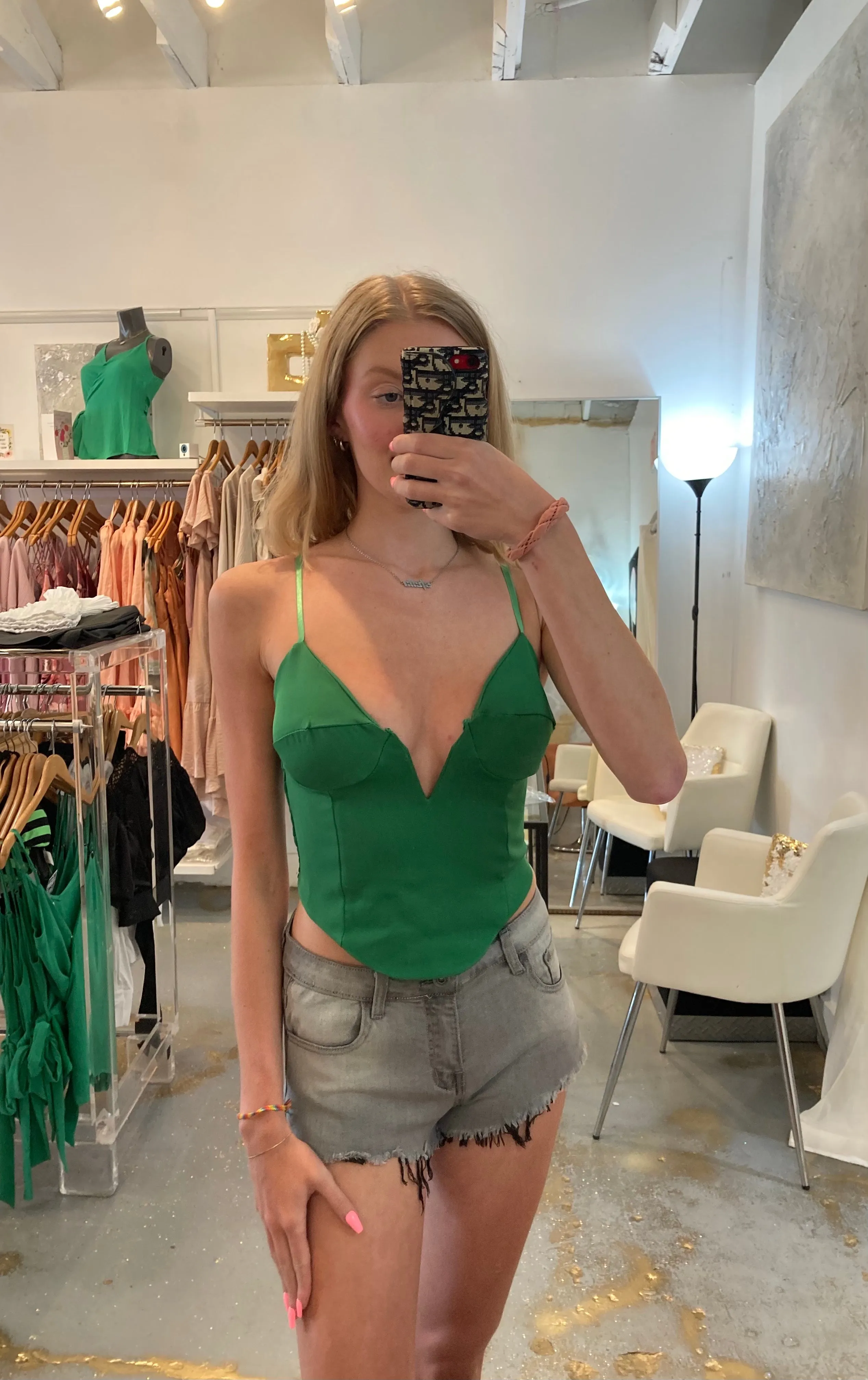 Let’s party green bustier top