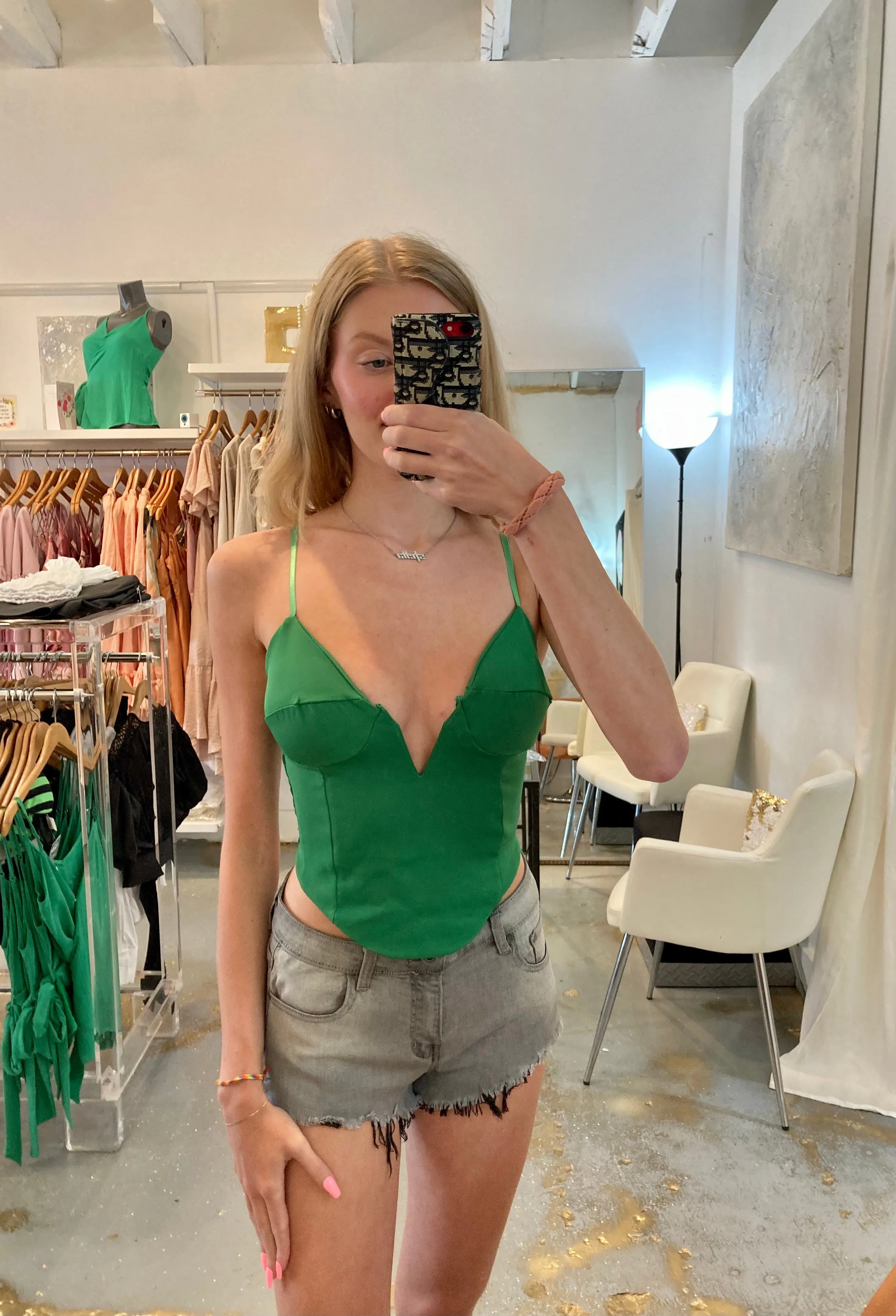 Let’s party green bustier top