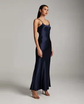 Liquid Slip Dress | Navy