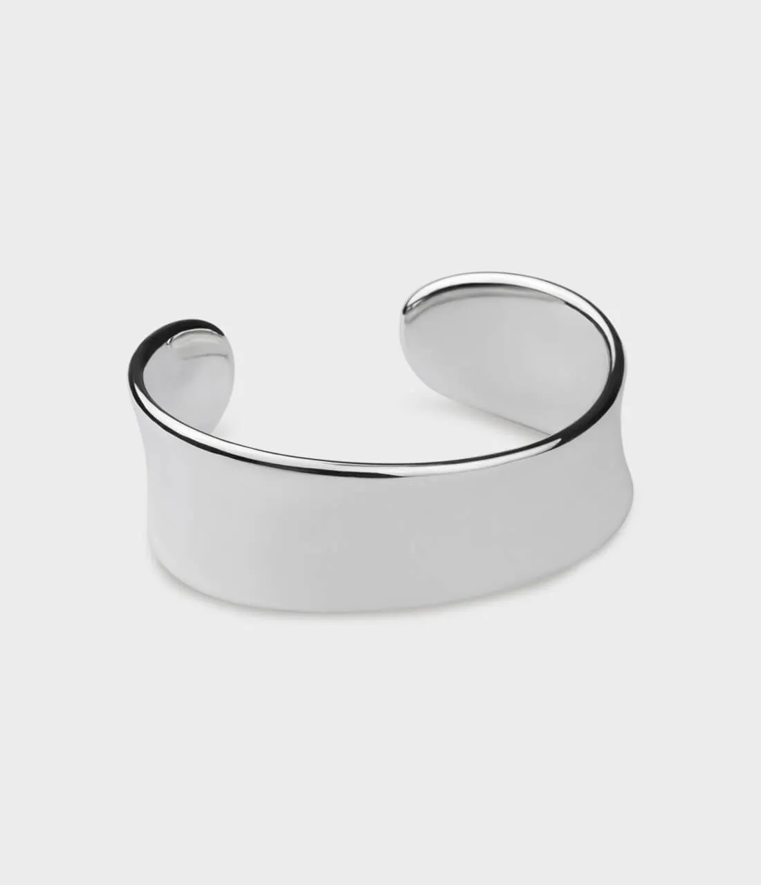 Liquid Wide Bangle in Silver, Size Extra Small