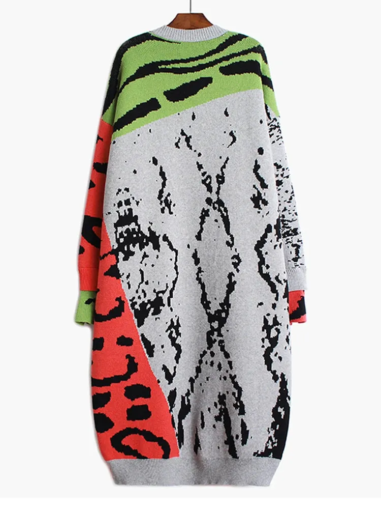 Loose Fit Leopard Print Knit Dress