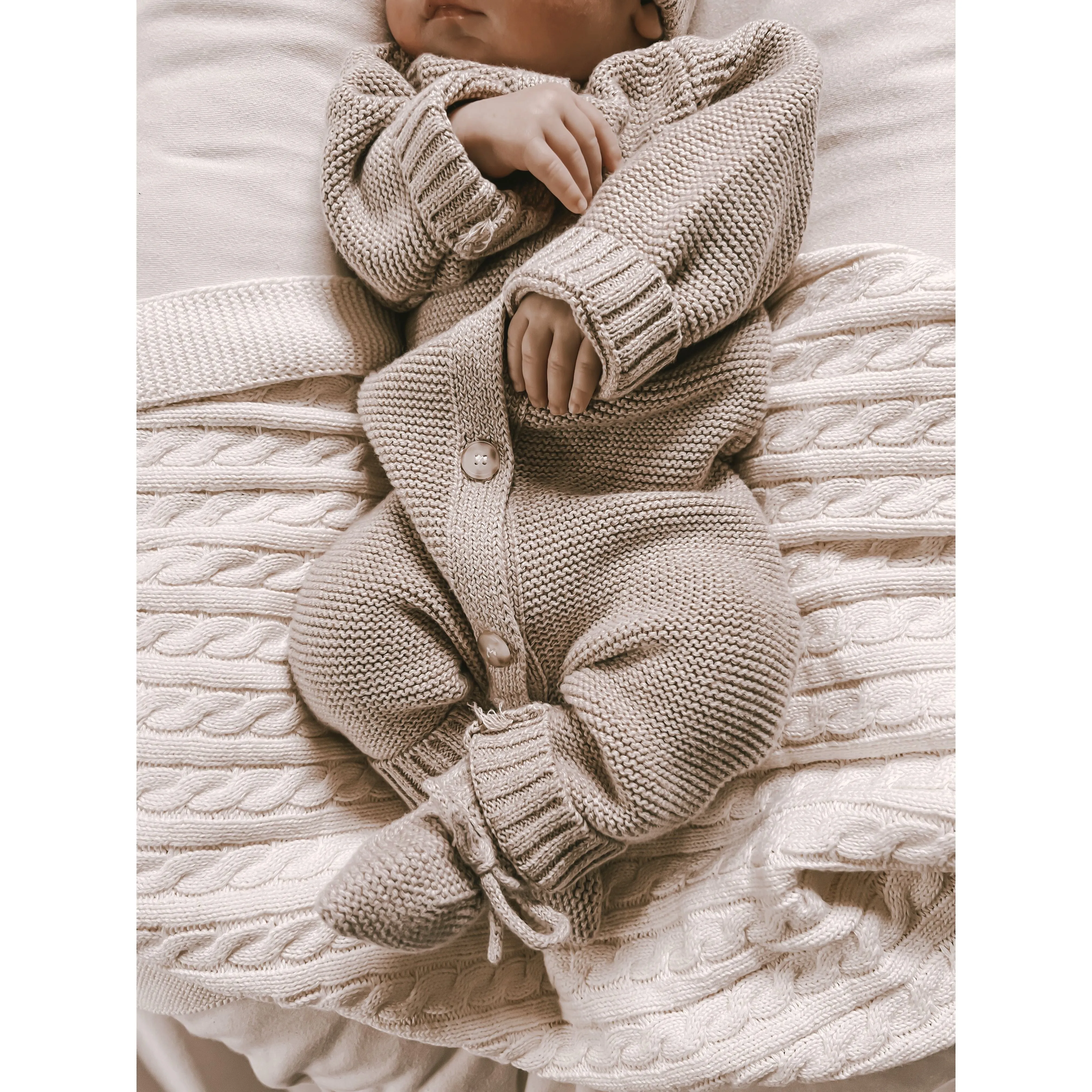 Luna   Luca Classic Purl Knit Jumpsuit - Heather Beige