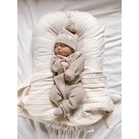 Luna   Luca Classic Purl Knit Jumpsuit - Heather Beige