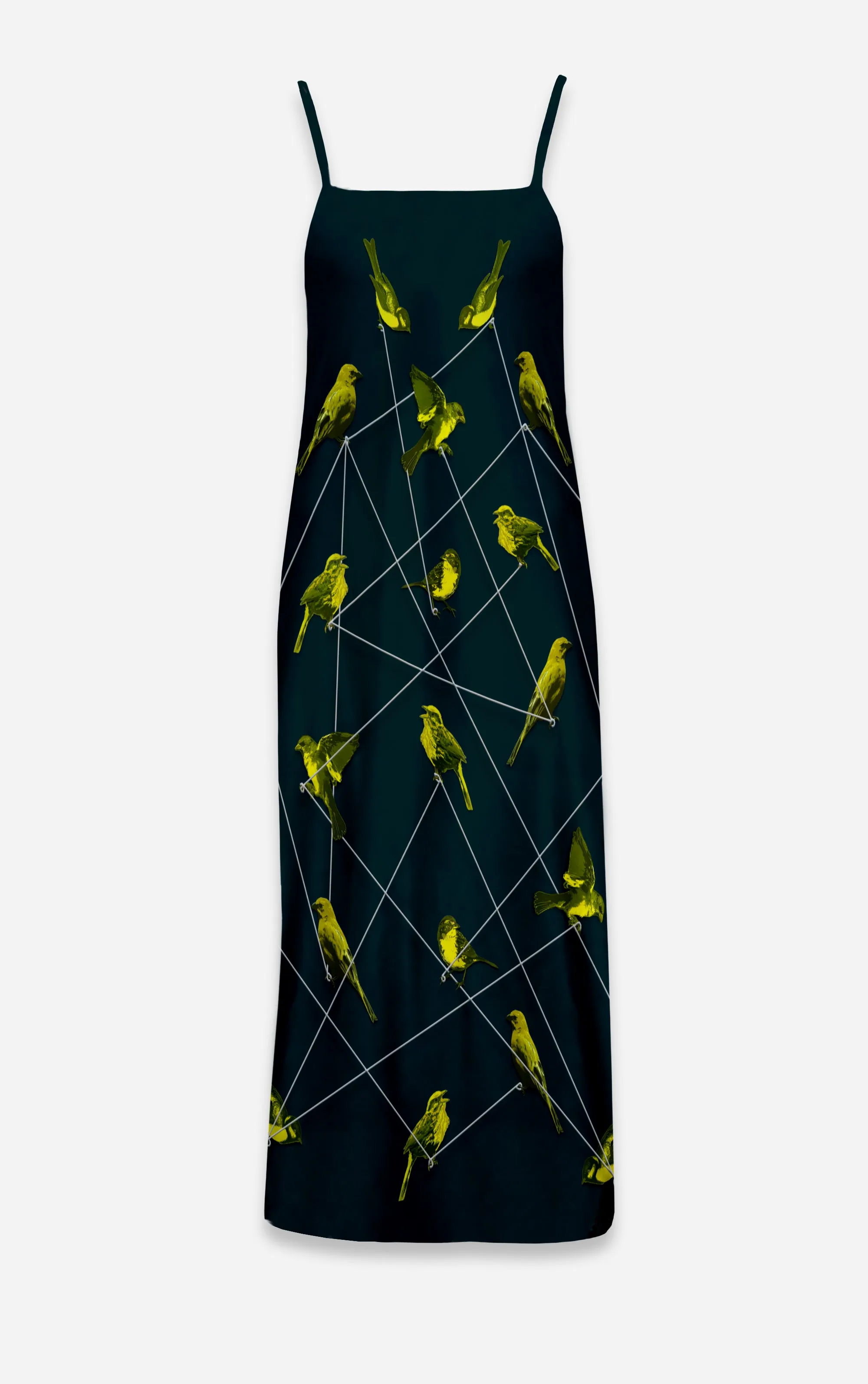 Make Me A Bird- 100% Silk Satin French Gothic Slip Dress - Midnight Teal | Glam Macabre™ Collection