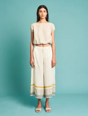 Manan   I   Ora Stripe Culottes - Ivory  Border Collection