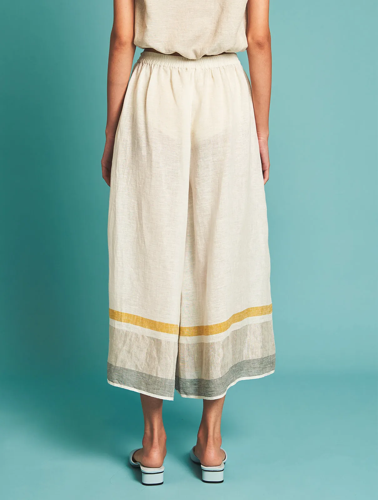 Manan   I   Ora Stripe Culottes - Ivory  Border Collection