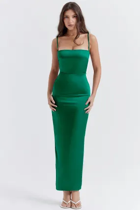 Melanie Thickened Satin Fabric Spaghetti Dress
