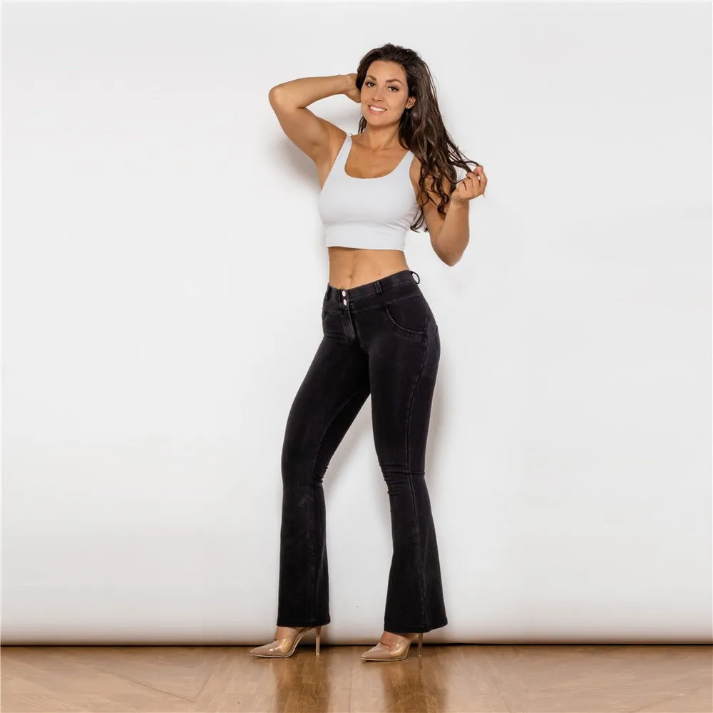 Melody Shaping Pant High Waist Black Denim - Bootleg (Flare)