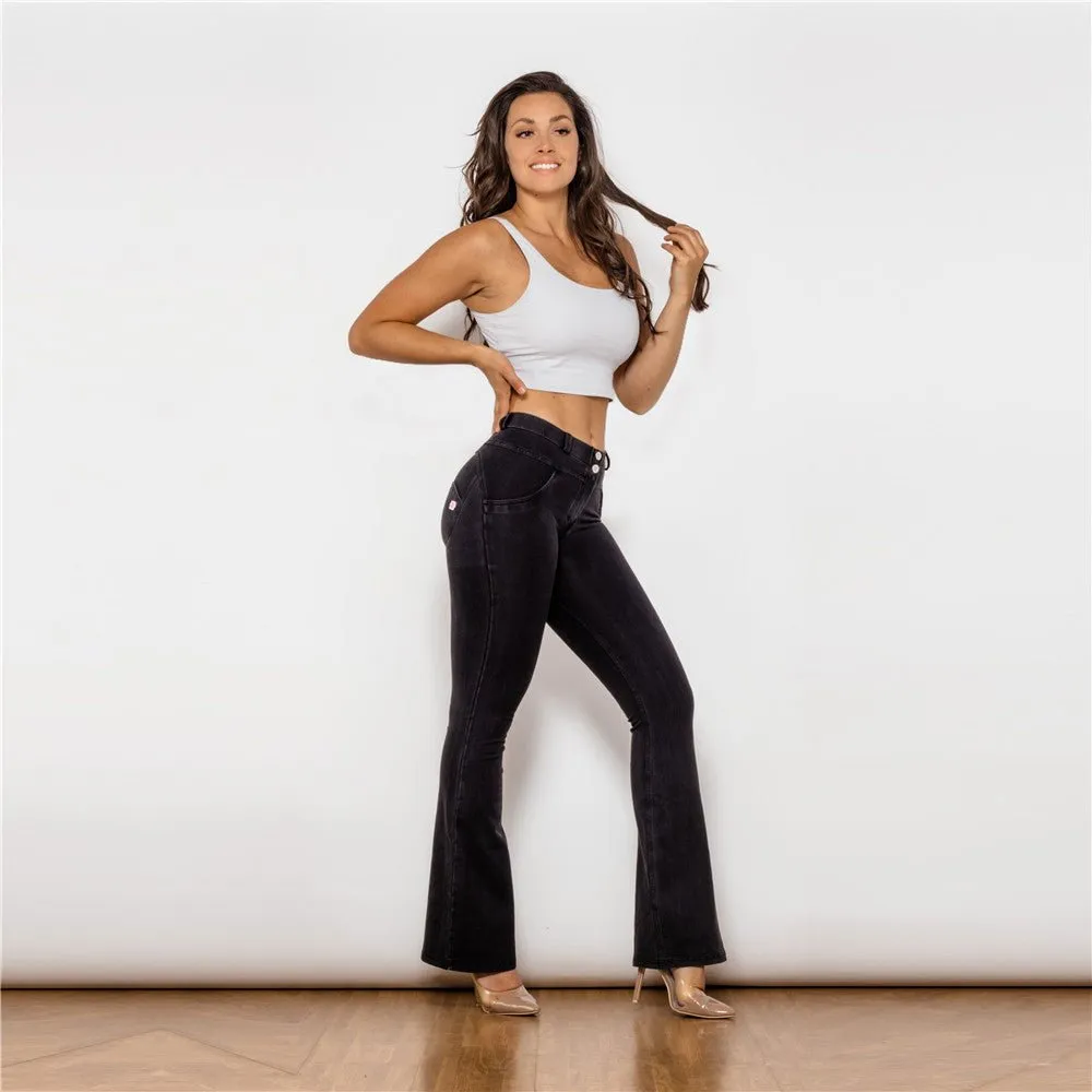 Melody Shaping Pant High Waist Black Denim - Bootleg (Flare)