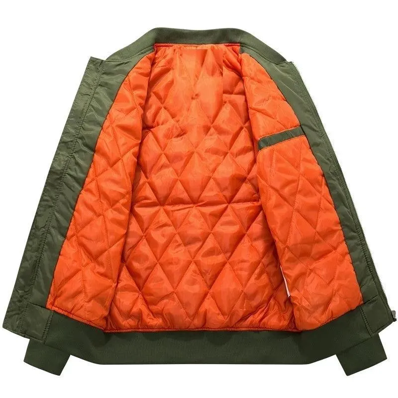 Men's Casual Zipper Baseball Jacket -Flight Pilot Bomber Jacket Overcoat
