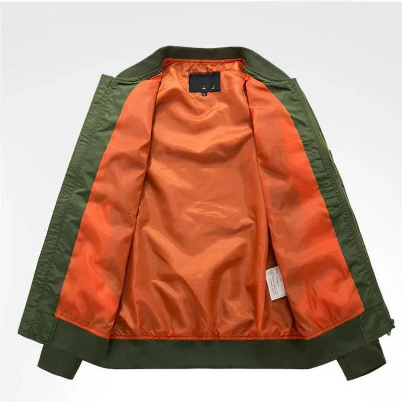 Men's Casual Zipper Baseball Jacket -Flight Pilot Bomber Jacket Overcoat