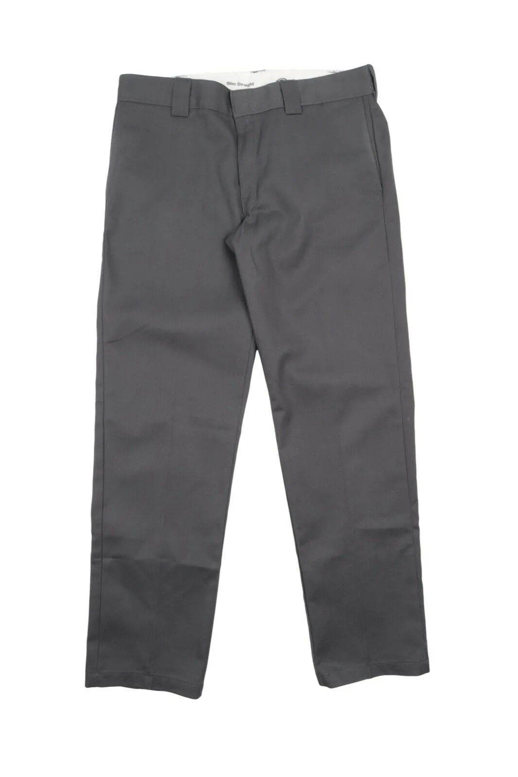 Men's DICKIES Grey Cotton Blend Slim Straight Pants Chino Work Trousers Size 36