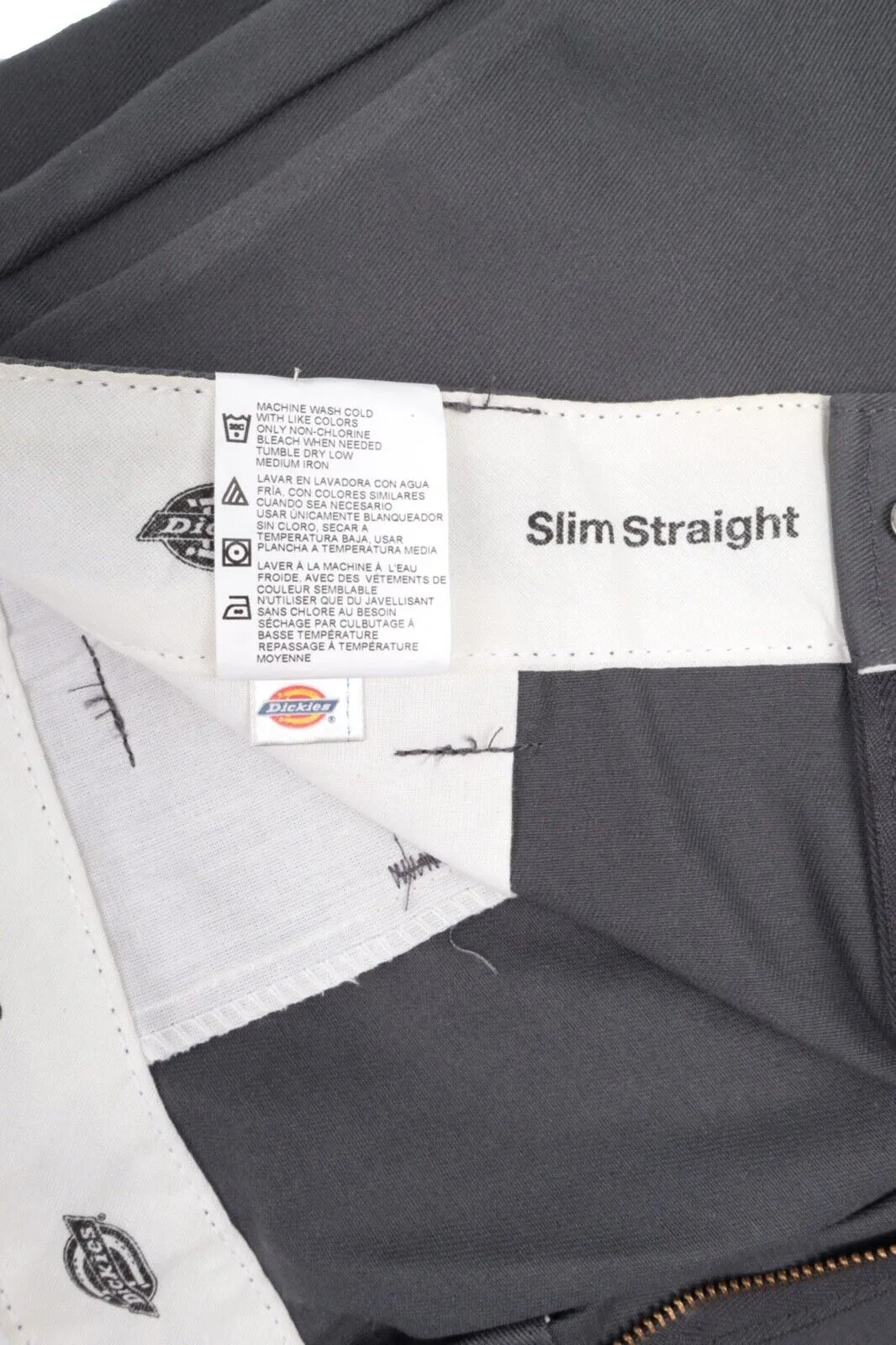 Men's DICKIES Grey Cotton Blend Slim Straight Pants Chino Work Trousers Size 36