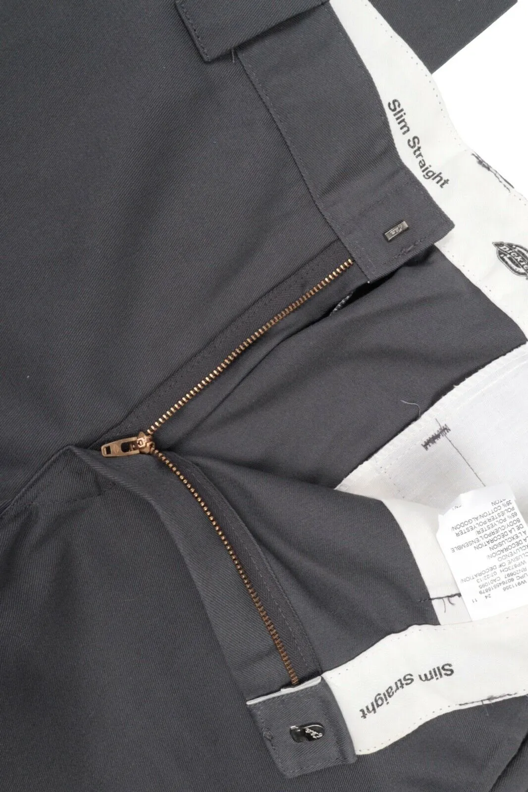 Men's DICKIES Grey Cotton Blend Slim Straight Pants Chino Work Trousers Size 36