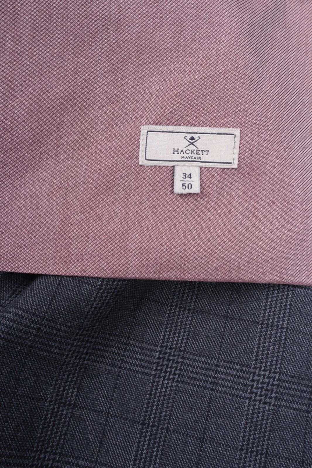 Men's HACKETT Mayfair Kensington Grey Check Chino Pants Size 34 / 50