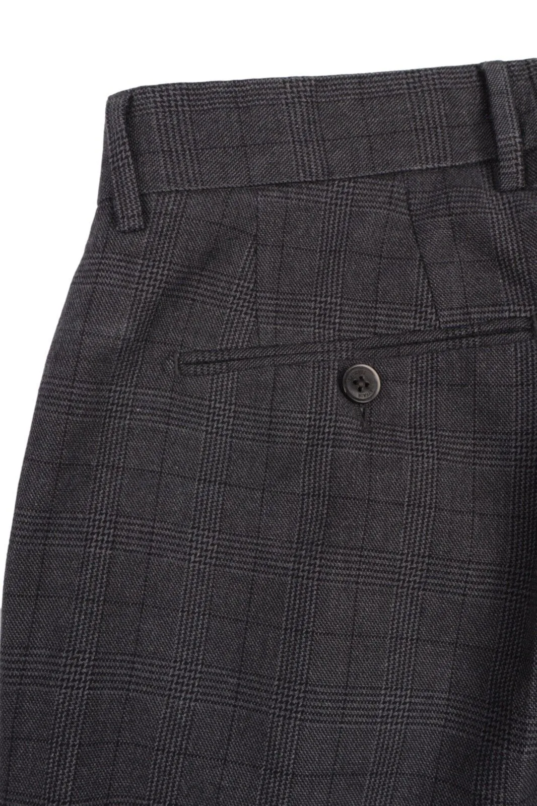 Men's HACKETT Mayfair Kensington Grey Check Chino Pants Size 34 / 50