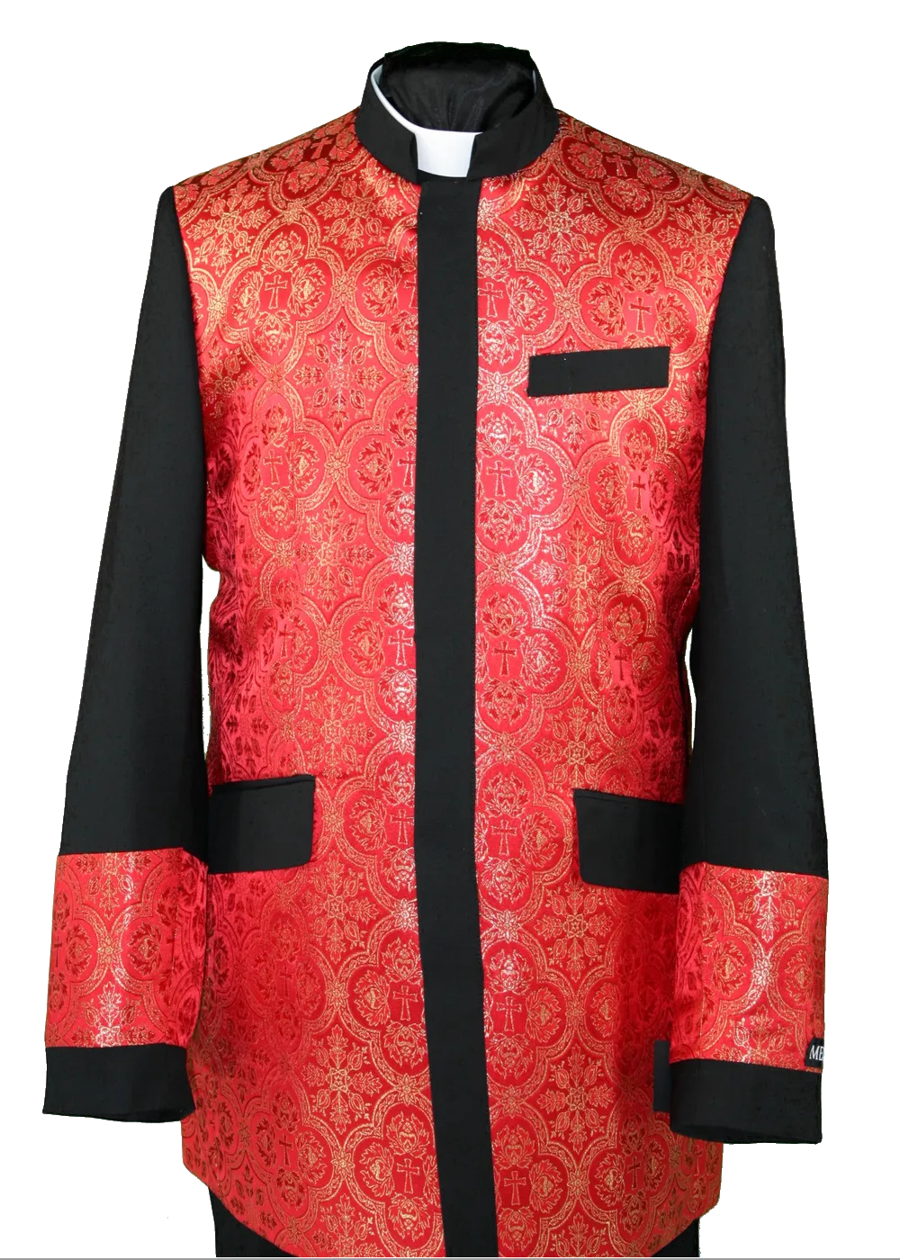 Men's Preaching Clergy Jacket Black/Red