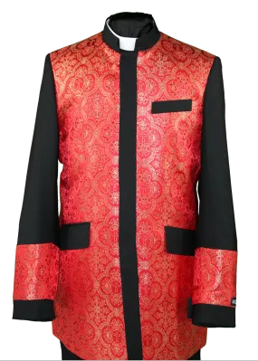 Men's Preaching Clergy Jacket Black/Red