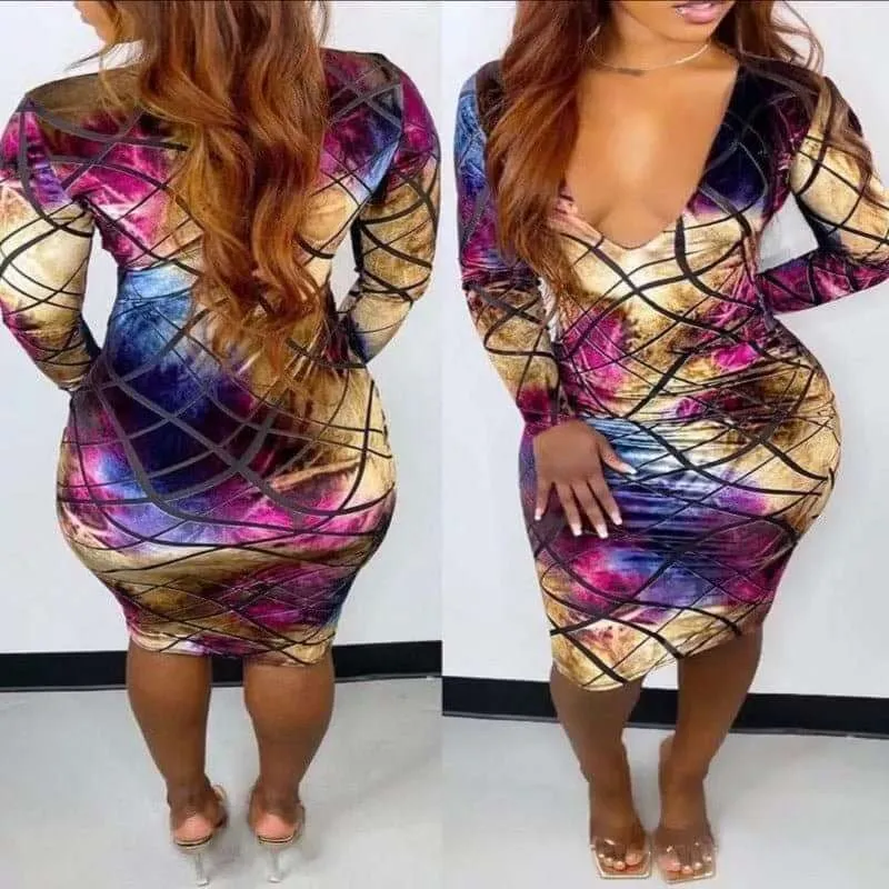Mesmerize Printed Long Sleeve Dress