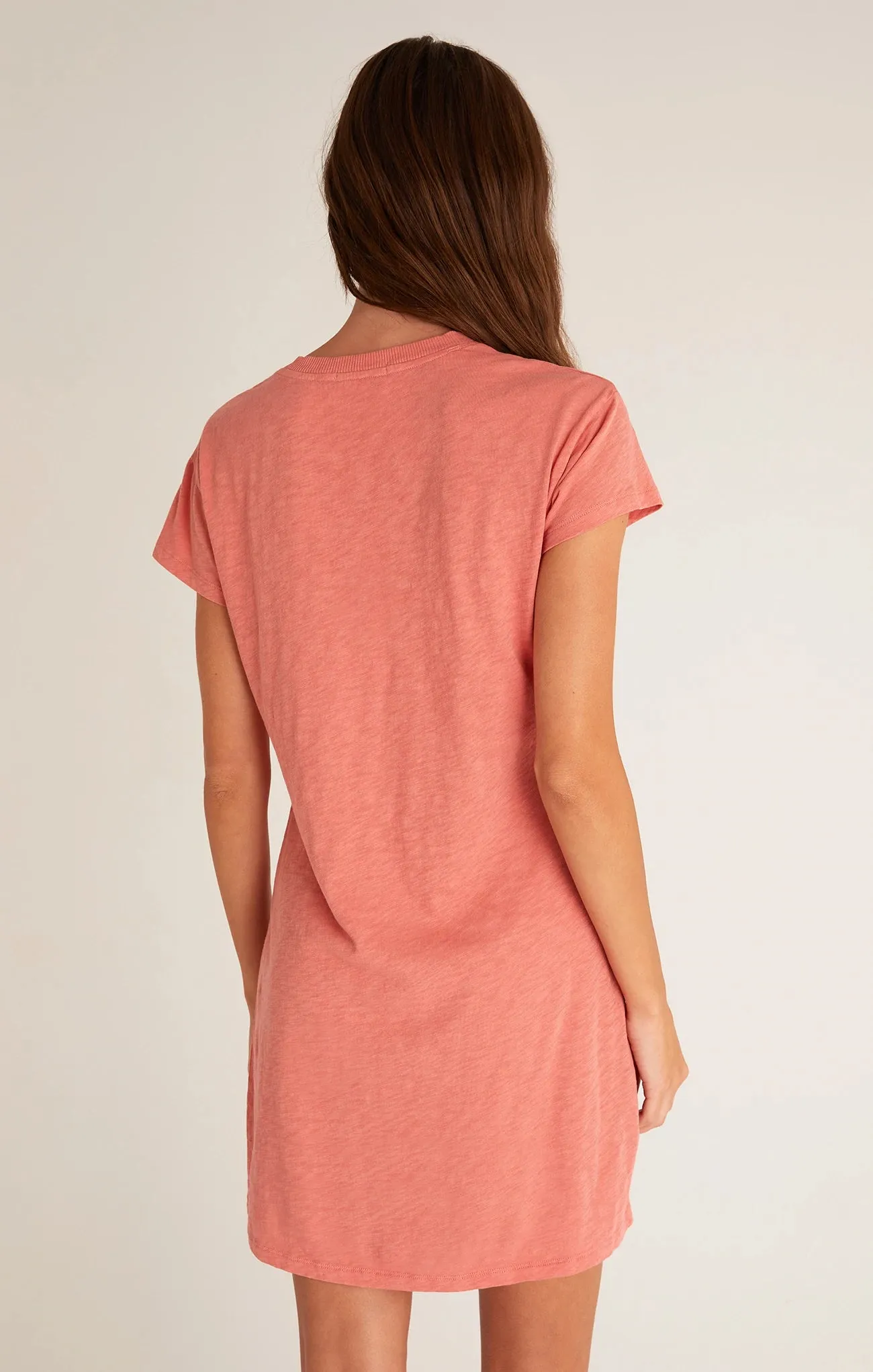 MODERN CREW SLUB TEE DRESS-Canyon Rose