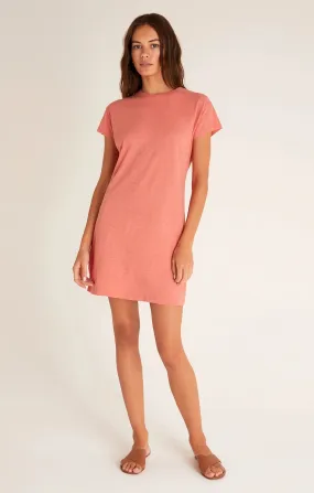 MODERN CREW SLUB TEE DRESS-Canyon Rose