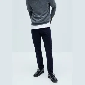navy basic washed effect slim pants