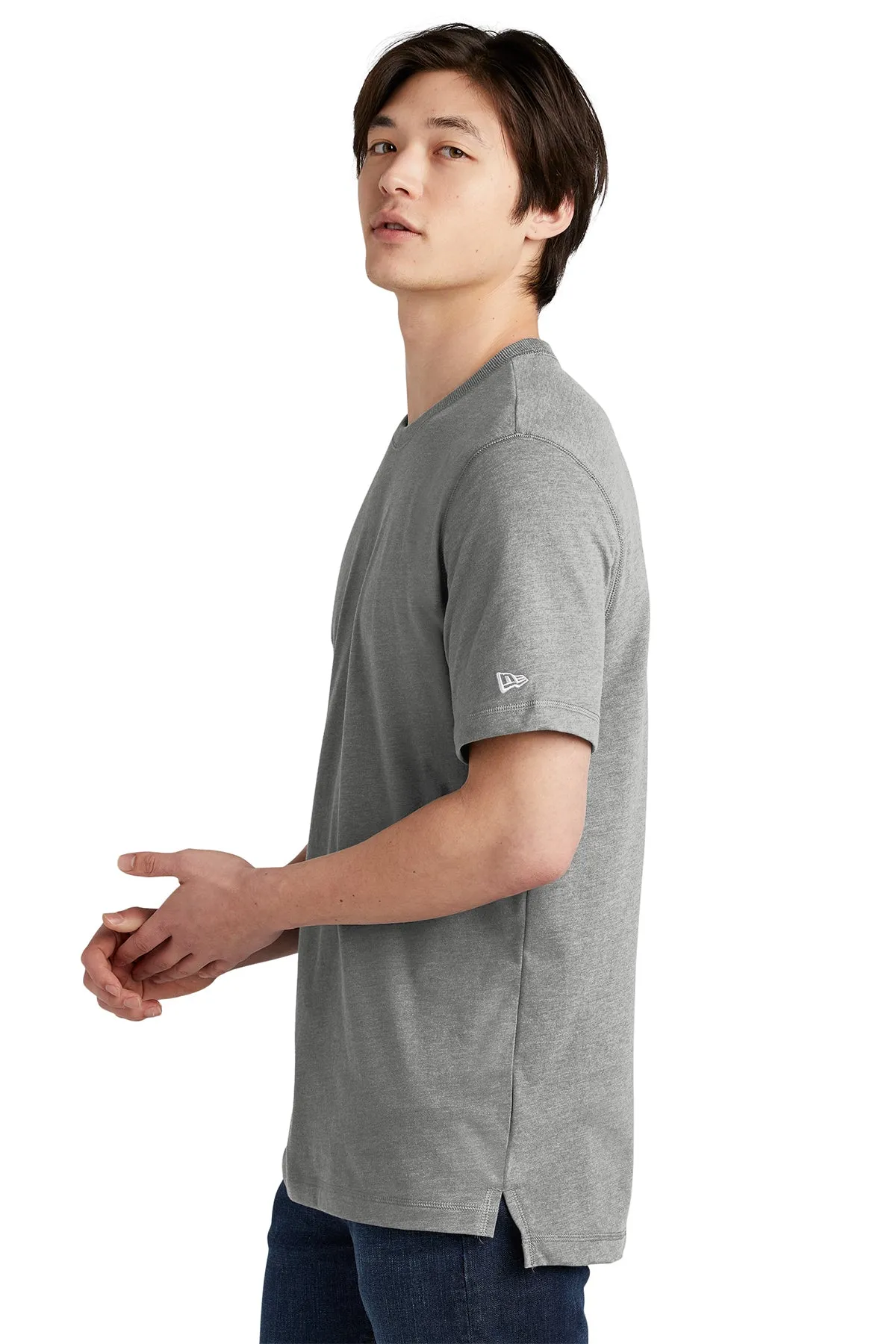 New Era Sueded Cotton Custom Printed Tee's, Shadow Grey heather