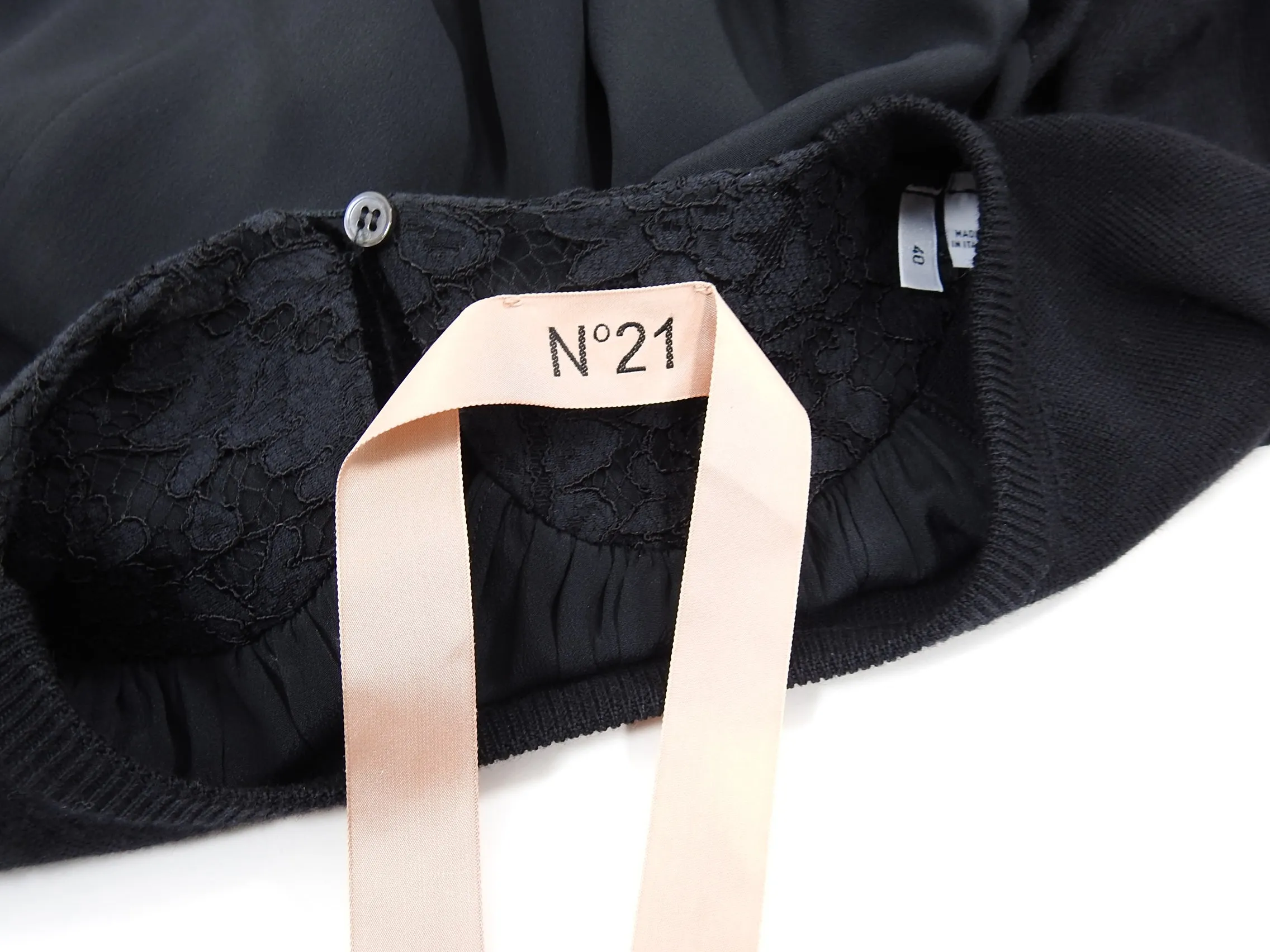 No 21 Numero Ventuno Black Wool Sweater Dress with Silk Back Inset - S