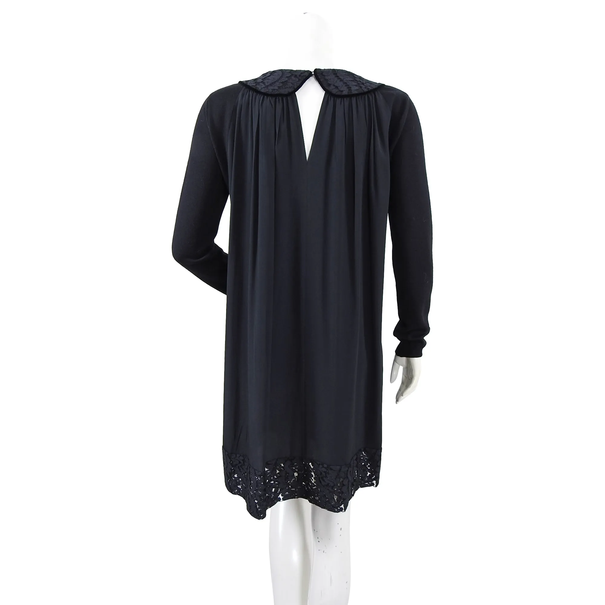 No 21 Numero Ventuno Black Wool Sweater Dress with Silk Back Inset - S