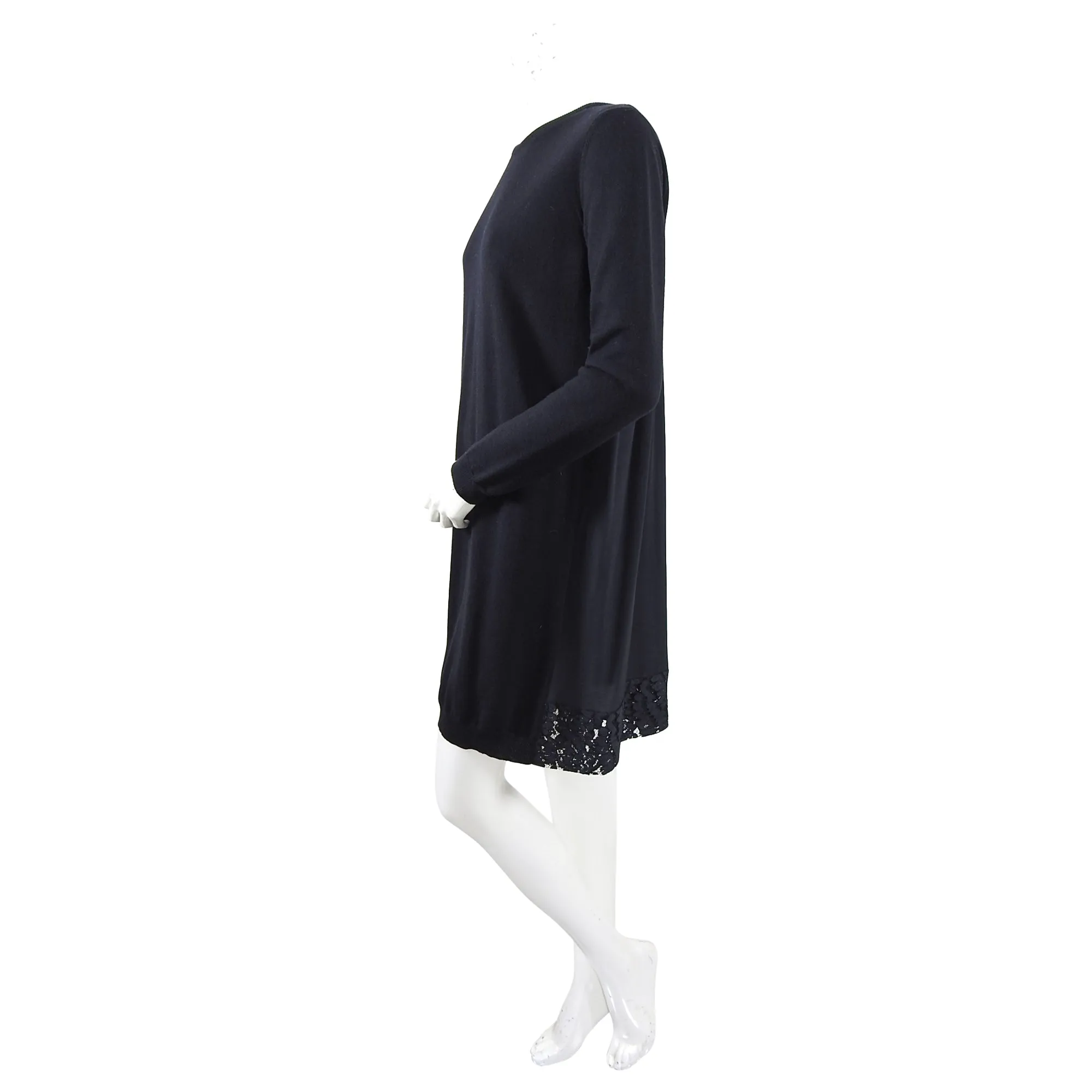 No 21 Numero Ventuno Black Wool Sweater Dress with Silk Back Inset - S