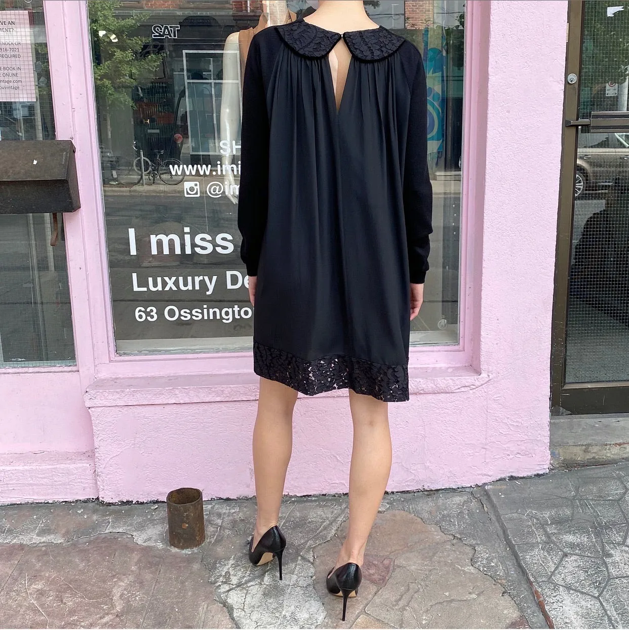 No 21 Numero Ventuno Black Wool Sweater Dress with Silk Back Inset - S