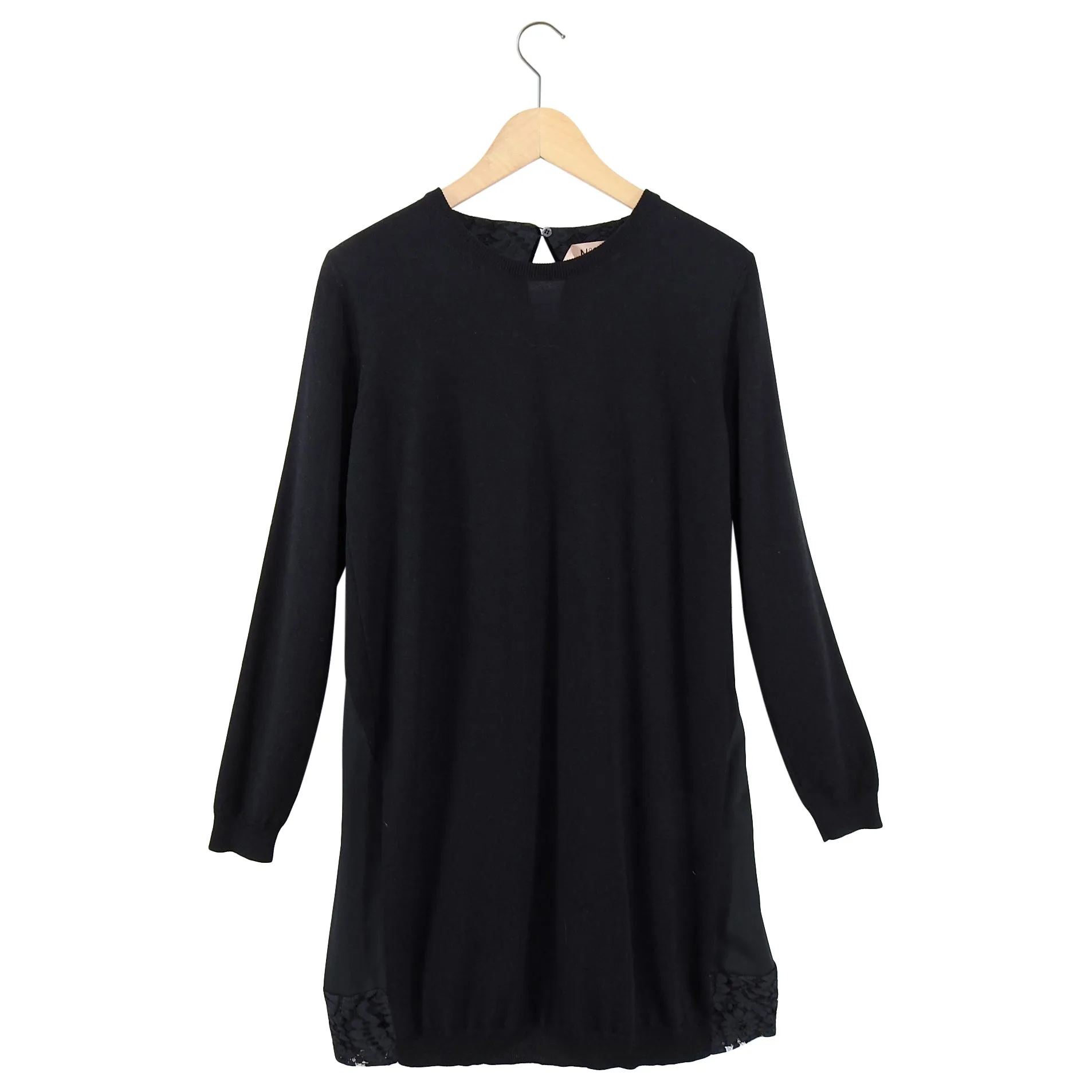 No 21 Numero Ventuno Black Wool Sweater Dress with Silk Back Inset - S