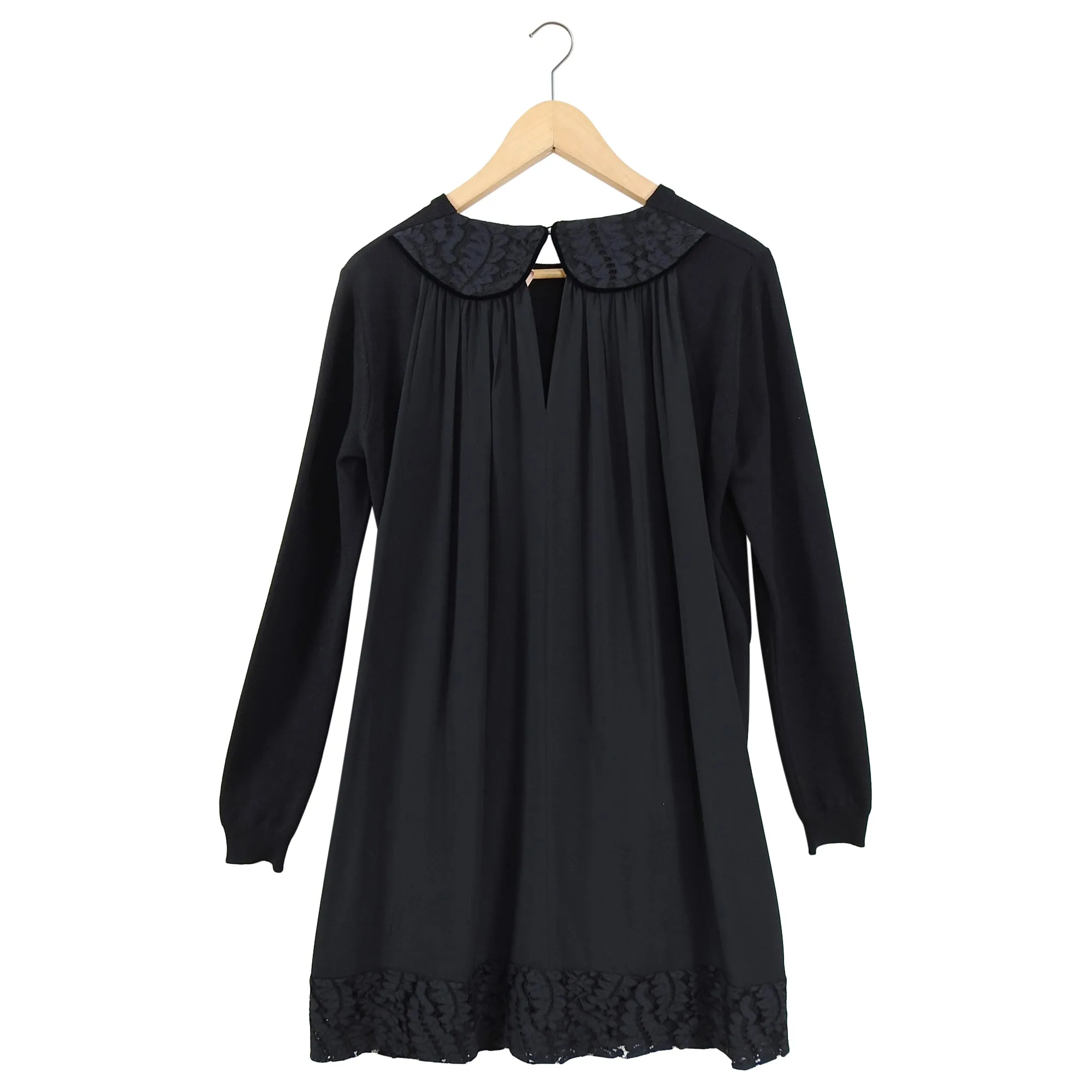 No 21 Numero Ventuno Black Wool Sweater Dress with Silk Back Inset - S