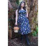 Owl & Letter Swing Dress in Dark Blue
