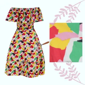 Paint Splat Off-the-shoulder Dress by Love ur Look