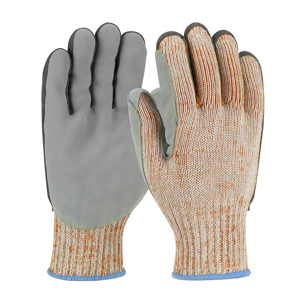 PIP 09-H550SLPV/XXL Seamless Knit HPPE Blended Glove with Split Cowhide Leather Palm and Aramid Stitching - Vend-Ready