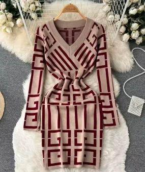 Printed Sweater Dress