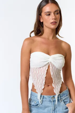 "White Sand" Lace Strapless Twist Front Top