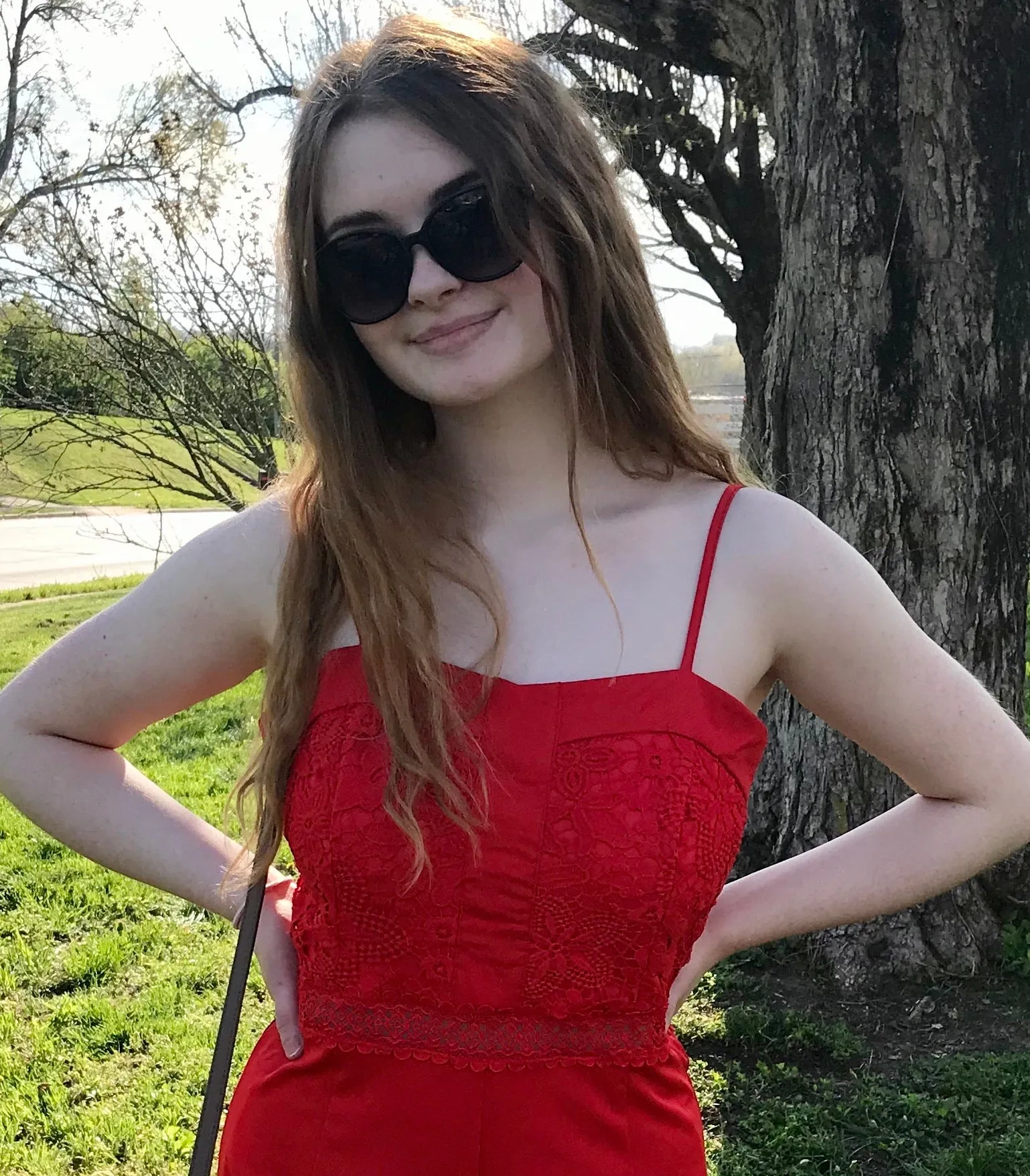 Red Lace Jumpsuit with Adjustable Straps