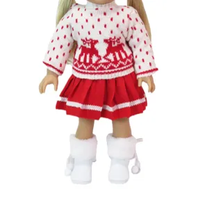 Red Reindeer Skirt Set for 18-inch dolls