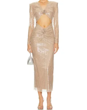 REGINA Gold Cut Out Bodycon Dress