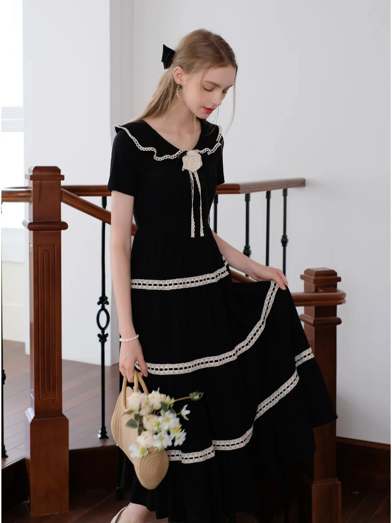 Retro Parisian Black Dress