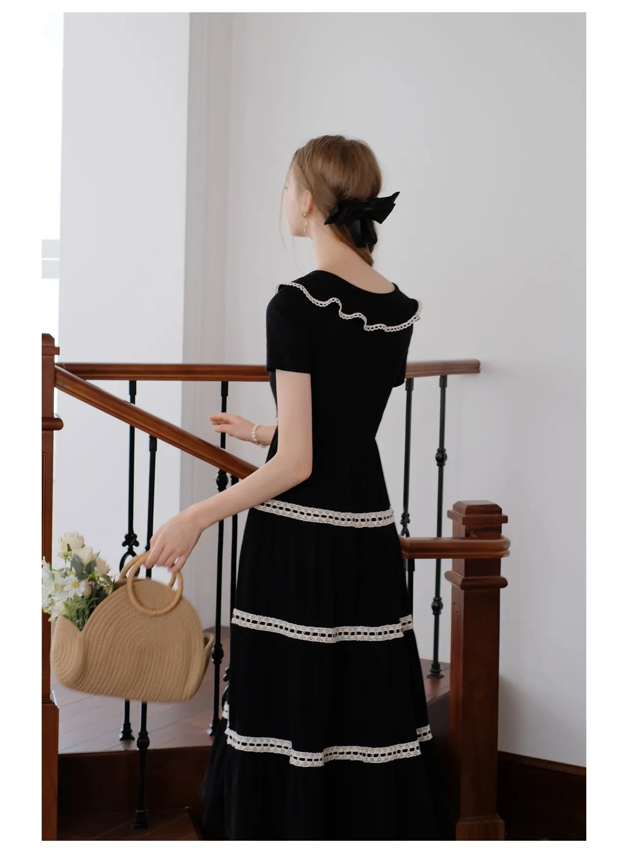 Retro Parisian Black Dress