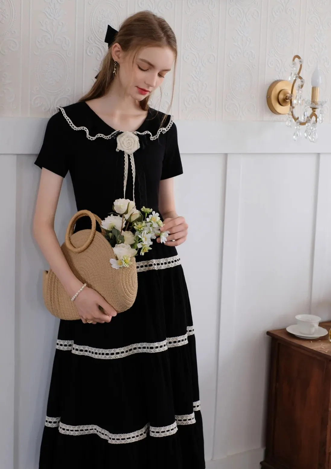 Retro Parisian Black Dress