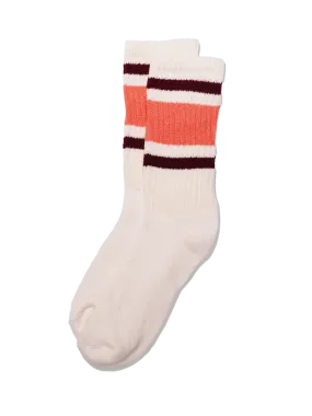 Retro Stripe Sock-Coral/Berry