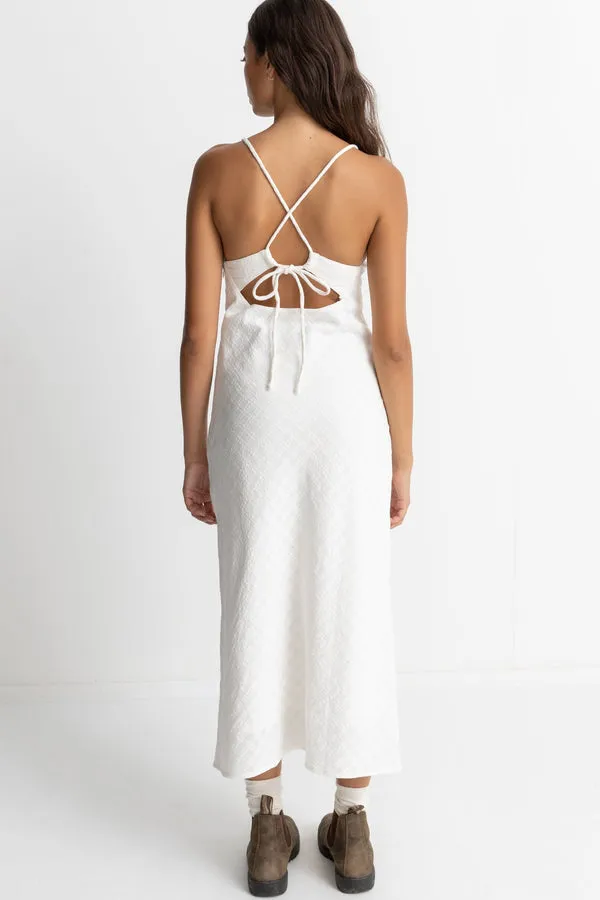 RHYTHM BRIANNAH BIAS CUT MIDI DRESS - WHITE