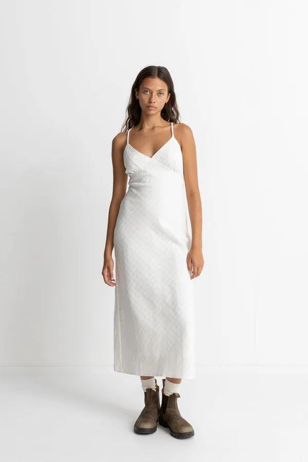 RHYTHM BRIANNAH BIAS CUT MIDI DRESS - WHITE