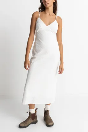 RHYTHM BRIANNAH BIAS CUT MIDI DRESS - WHITE