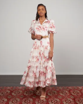 rosa striped midi dress - pink rose